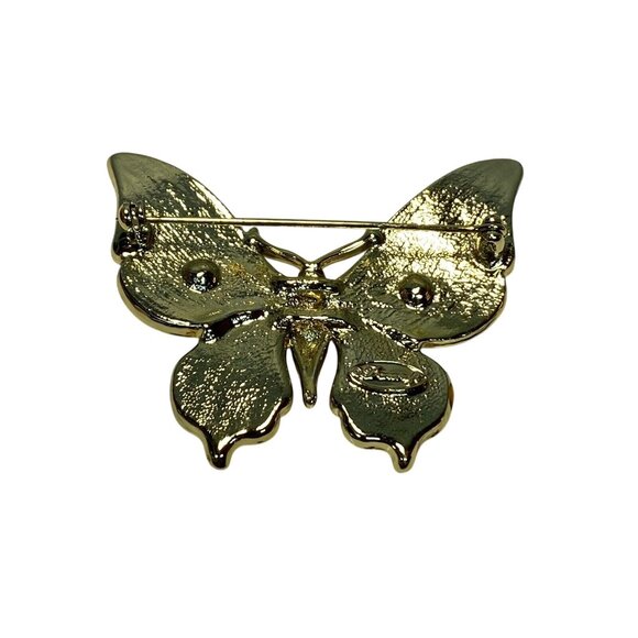 Vintage Danecraft Butterfly Brooch Pin Gold Pink Purple Green Signed - Picture 6 of 6
